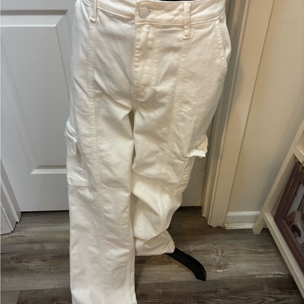 Judy Blue Women's White Wide Leg Cargo Pants